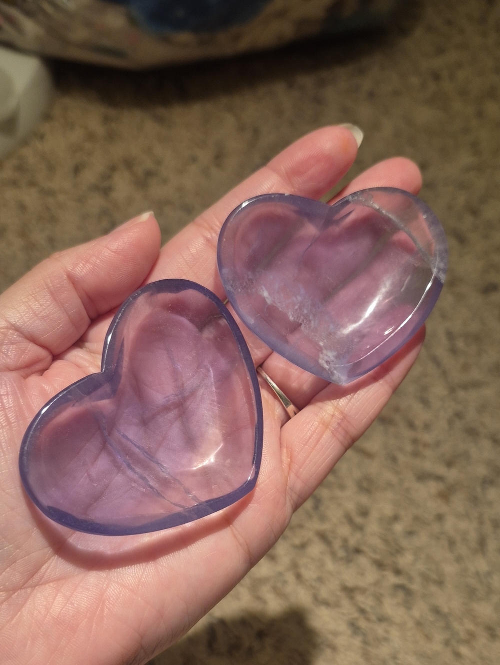 Indigo Flourite Heart Gemstone Trinket Dish Mini Bowl